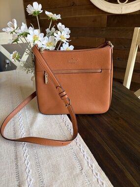 kate spade Pebbled Leather Crossbody in Cognac